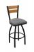 Holland's Thor Black Metal Swivel Bar Stool with Wood Back