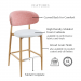 Featuring curved back for comfort, high density molded foam cushions available in performance fabrics and vinyls, metal footplate, wood grain finish also available in powder coated and oil based finishes. This stool has a 500 lb weight capacity with a 12-year warranty.