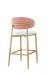 IH Seating Daphne Natural Wood Bar Stool with Pink Curved Back and White Seat Cushion - Back View