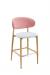 IH Seating Daphne Natural Wood Bar Stool with Pink Curved Back and White Seat Cushion