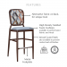 Featuring a back cushion, high density molded foam cushions available in performance fabrics and vinyls, wood grain finish also available in powder coated and oil based finishes. This stool has a 500 lb weight capacity with a 12-year warranty.