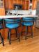 Holland's Artemis Black Swivel Bar Stool in Teal Blue in Customer's Kitchen