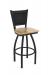 Holland's Hadleigh Black Swivel Stool in Black Vinyl Upholstered Back and Natural Wood Seat