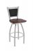 Holland's Hadleigh Silver Swivel Bar Stool with Black Back Cushion and Wood Seat