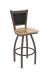 Holland's Hadleigh Bronze Swivel Bar Stool in Black Vinyl and Wood Seat