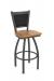 Holland's Hadleigh Pewter Swivel Stool in Medium Oak Wood Seat