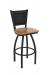 Holland's Hadleigh Black Swivel Stool in Black Vinyl Upholstered Back and Medium Wood Seat