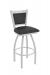 Holland's Hadleigh Silver Swivel Bar Stool in Black Vinyl