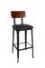 Trendler's Portland Industrial Metal Bar Stool with Wood Back and Seat Cushion - in Black