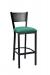 Trendler's Mesh Back Metal Non-Swivel Black Bar Stool with Green Seat Cushion