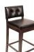 Trendler's Bradley Traditional Wood Bar Stool Upholstered and Tufted in Brown - Close Up