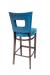 Trendler's Rachael Wood Bar Stool with Blue Seat and Back Cushion with Nailhead Trim - Back Side