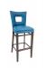 Trendler's Rachael Wood Bar Stool with Blue Seat and Back Cushion with Nailhead Trim