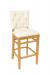 Trendler's Blanca Natural Wood Bar Stool with Soft White Fabric and Button Tufting