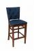 Trendler's Blanca Walnut Wood Bar Stool with Blue Seat and Back Fabric and Button Tufting