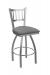 Holland's #810 Contessa Swivel Barstool with Back in Stainless Steel Metal Finish and Gray Seat Cushion