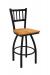 Holland's Contessa Big and Tall Swivel Bar Stool with Vertical Slats on Back in Black Metal Finish and Medium Maple wood seat finish