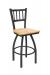 Holland's Contessa Big and Tall Swivel Bar Stool with Vertical Slats on Back in Pewter Metal Finish and Natural Maple wood seat finish