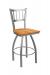 Holland's Contessa Big and Tall Swivel Bar Stool with Vertical Slats on Back in Stainless Steel Metal Finish and Medium Maple wood seat finish