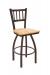 Holland's Contessa Big and Tall Swivel Bar Stool with Vertical Slats on Back in Bronze Metal Finish and Natural Maple wood seat finish