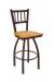 Holland's Contessa Big and Tall Swivel Bar Stool with Vertical Slats on Back in Bronze Metal Finish and Medium Oak wood seat finish