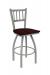 Holland's Contessa Big and Tall Swivel Bar Stool with Vertical Slats on Back in Nickel Metal Finish and Oak Dark Cherry wood seat finish