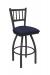 Holland's #810 Contessa Swivel Barstool with Back in Pewter Metal Finish and Blue Seat Cushion
