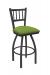 Holland's #810 Contessa Swivel Barstool with Back in Pewter Metal Finish and Green Seat Cushion