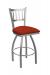 Holland's #810 Contessa Swivel Barstool with Back in Stainless Steel Metal Finish and Red Seat Cushion