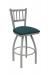 Holland's #810 Contessa Swivel Barstool with Back in Nickel Metal Finish and Teal Seat Cushion