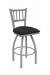 Holland's #810 Contessa Swivel Barstool with Back in Nickel Metal Finish and Gray Seat Cushion