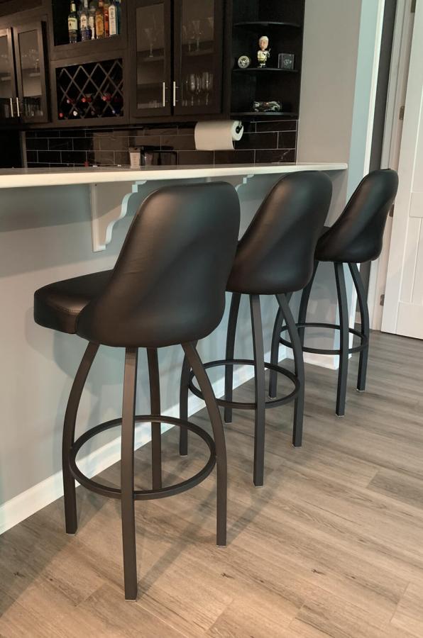 Buy Holland's Grizzly Swivel Bar Stool in Black Vinyl - Customize!