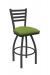 Holland's Jackie #410 Swivel Bar Stool with Back in Pewter Metal Finish and Green Seat Cushion