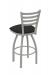 Holland's Jackie #410 Swivel Bar Stool with Back in Anodized Nickel Metal Finish and Gray Seat Cushion