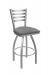 Holland's Jackie #410 Swivel Bar Stool with Back in Stainless Steel Metal Finish and Gray Seat Cushion