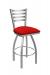Holland's Jackie #410 Swivel Bar Stool with Back in Stainless Steel Metal Finish and Red Seat Cushion