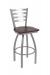 Holland's Jackie 410 Stainless Swivel Bar Stool with Ladder Back and Dark Cherry Maple Wood Seat