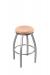 Holland's Misha #802 Backless Swivel Stool in Stainless Steel Metal Finish and Natural Oak Wood Seat Finish