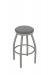 Holland's Misha #802 Backless Swivel Stool in Nickel Metal Finish and Gray Seat Cushion
