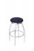 Holland's Misha #802 Backless Swivel Stool in Chrome Metal Finish and Blue Seat Cushion