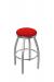 Holland's Misha Backless Swivel Stool in Stainless Steel with Canter Red Seat Cushion