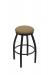 Holland's Misha #802 Backless Swivel Stool in Black Metal Finish and Brown Seat Cushion