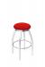 Holland's Misha #802 Backless Swivel Stool in Chrome Metal Finish and Red Seat Cushion