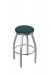 Holland's Misha Backless Swivel Stool in Stainless Steel with Graph Tidal Turquoise Seat Cushion