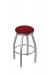 Holland's Misha #802 Backless Swivel Stool in Stainless Steel Metal Finish and Red Seat Cushion
