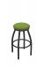 Holland's Misha #802 Backless Swivel Stool in Pewter Metal Finish and Green Seat Cushion