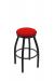 Holland's Misha #802 Backless Swivel Stool in Black Metal Finish and Red Seat Cushion