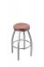 Holland's Misha Backless Swivel Stool in Stainless Steel with Medium Oak Wood Seat