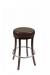 Trendler's 1108 Wood Backless Round Bar Stool with Brown Seat and Silver Metal Footplate