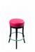 Trendler's 1108 Wood Backless Round Bar Stool with Pink Seat and Green Metal Footplate